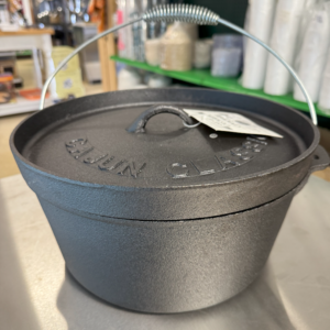 picture of a black cast iron camp pot